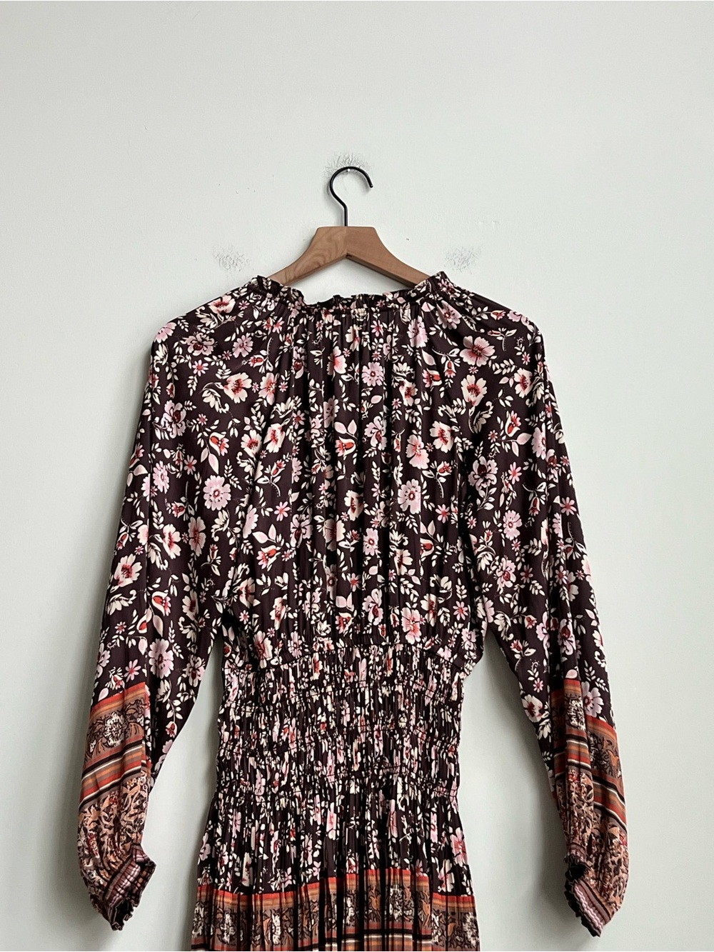 Anthropologie current air Alyce smocked waist floral dress Hippie long sleeve - Picture 15 of 16